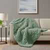 60 x 50 Throw Blanket, Polyester Chenille, Knitted, Sage Green
