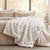 60 x 50 Throw Blanket, Polyester Fur Basketweave Pattern, Ivory