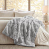 60 x 50 Throw Blanket, Fur Basketweave Pattern, Light Gray