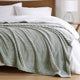 King Size Carved Microvelour Polyester Blanket, Green Backprint