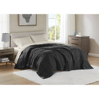 King Size Microfiber Blanket, Polyester Fill, Satin Trim, Black