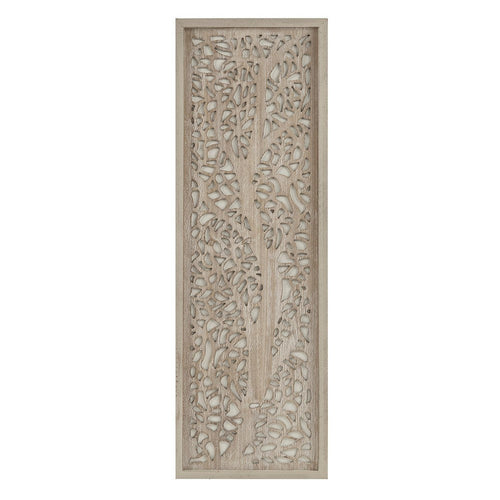 Panel Wall Decor, Laser Cut Botanical Branches, 12x36 Brown Wood