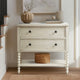 Accent Chest, 2 Drawers with Metal Knobs, Antique Cream Veneer