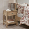 Nightstand, Open Shelf and 1 Drawer, Turned Legs, Natural Brown