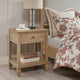 Nightstand, Open Shelf and 1 Drawer, Turned Legs, Natural Brown