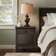 Nightstand, Open Shelf and 1 Drawer, Turned Legs, Antique Brown