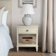 Nightstand, Lower Shelf and 1 Drawer, Turned Legs, Antique Cream