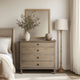 Tall Dresser Chest, 4 Drawers, Turned Legs, Natural Brown Wood