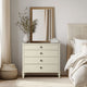 Tall Dresser Chest, 4 Drawers, Turned Legs, Antique Cream Wood