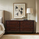 Dresser, 6 Drawers, Spindle Legs, Morocco Brown Finish 70"