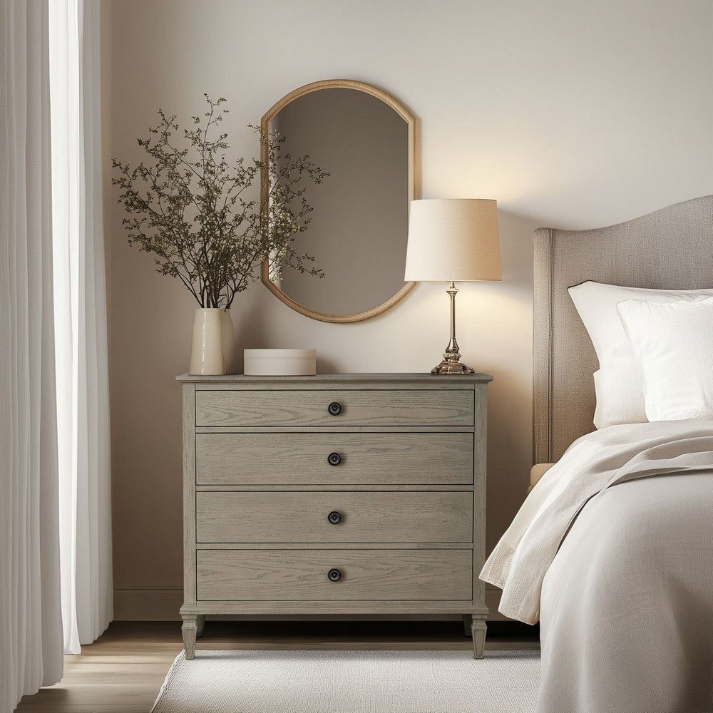 Tall Dresser Chest, 4 Drawers, Turned Legs, Reclaimed Gray Wood