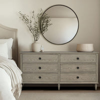 70" Dresser with 6 Drawers, Turned Legs, Reclaimed Gray Wood