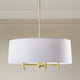 5-Light Dimmable Chandelier, White Shade, Adjustable Height, Gold