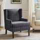 Accent Armchair w Wing Back, Charcoal Gray Plaid Polyester Blend