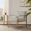 Accent Chair, Golden Metal Frame, Taupe Gray Polyester Velvet
