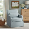 Swivel Armchair, 1 Lumbar Pillow, Skirted Base, Light Blue Fabric