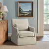 Swivel Armchair, 1 Lumbar Pillow, Skirted Base, Beige Polyester