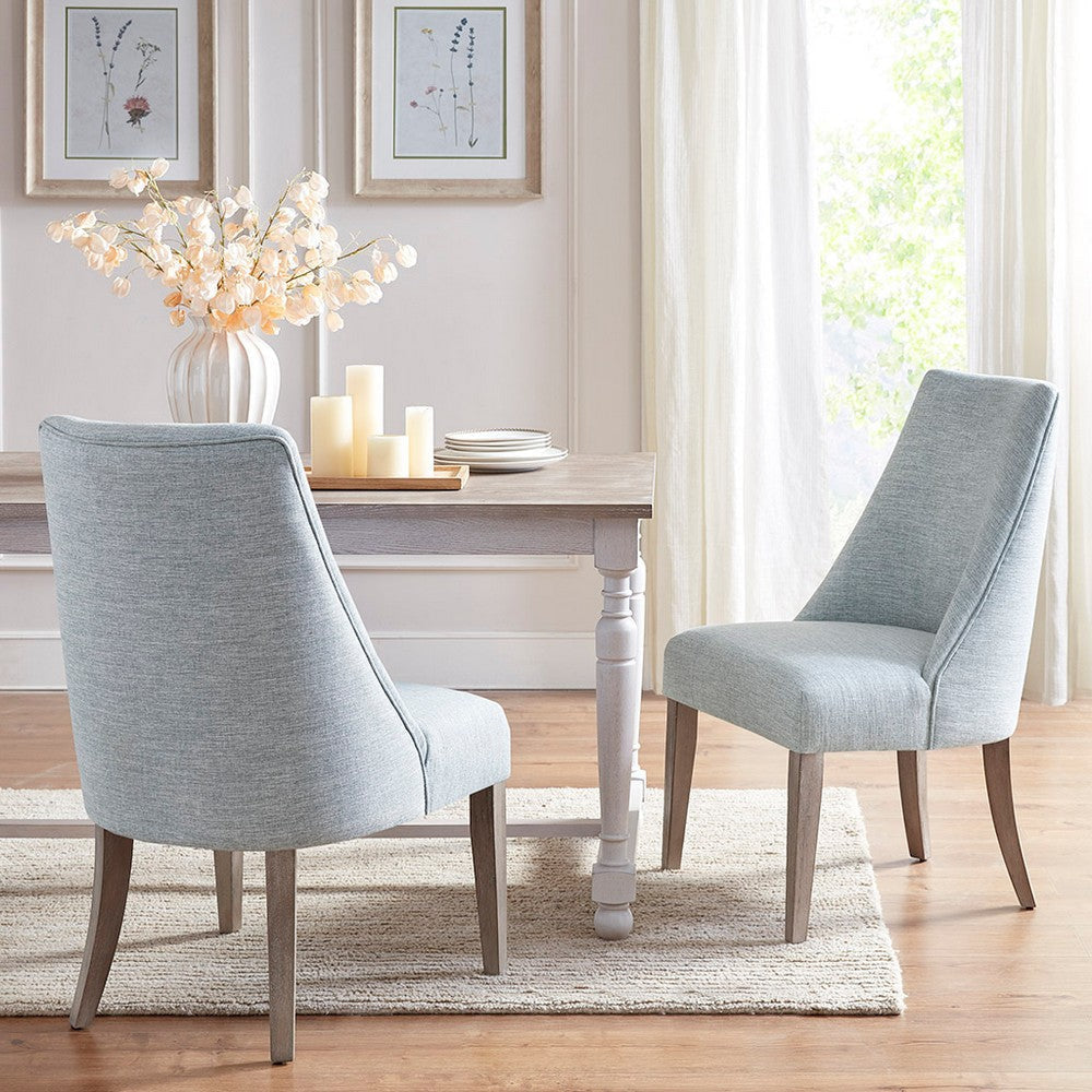 Dining Side Chair Set of 2, Blue Chenille, Reclaimed Bisquit Brown