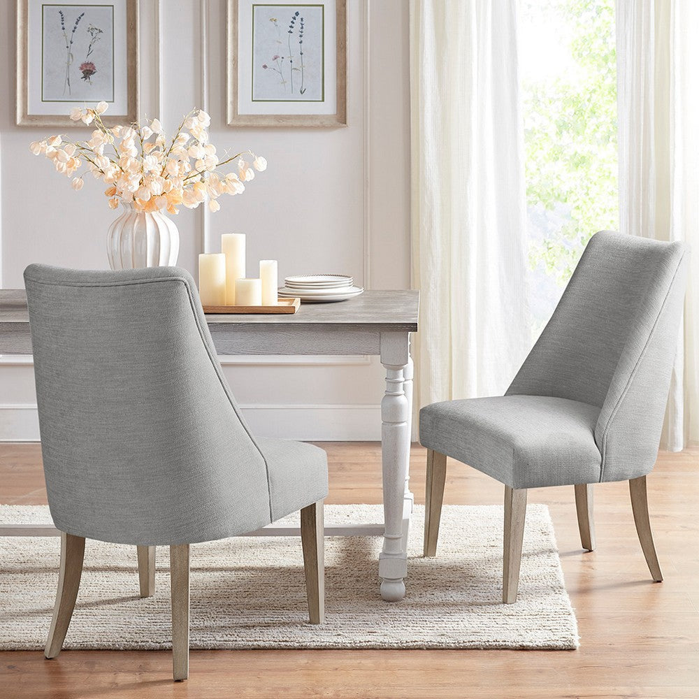Dining Side Chair Set of 2, Gray Chenille, Reclaimed Bisquit Brown
