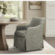 Dining Arm Chair, Skirted Base w Hidden Casters, Gray Fabric
