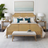 Woven Cane Queen Platform Bed, Curved Corner, Toasted Almond Brown