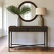 Sofa Console Table, 48", 2 Fluted Drawers, Dark Coffee Brown