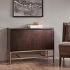 Accent Cabinet, 2 Shelves, Gold Metal Base, Morocco Brown Wood