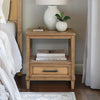 Nightstand, 1 Drawer w Open Shelf, Toasted Almond Brown Wood