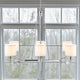 Chandelier, 6 White Cylinder Shades, Adjustable Chain, Chrome Iron