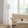 Floor Lamp, Off White Polyester Empire Shade, Antique Brass Iron