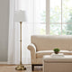 Floor Lamp, Off White Polyester Empire Shade, Antique Brass Iron