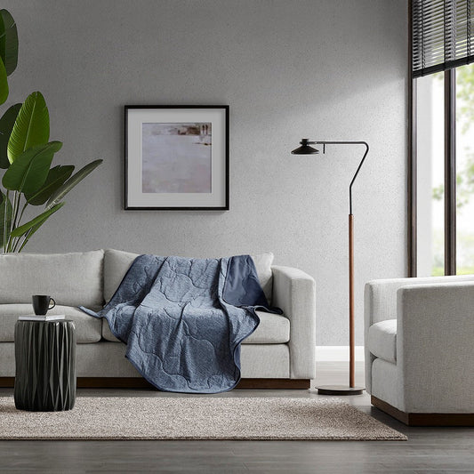 50 x 60 Throw Blanket, Nylon and Polyethylene, Quilting, Navy Blue