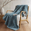 50 x 60 Heated Throw Blanket, Controller, Blue Faux Feathersoft