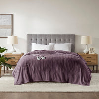 Full Size Heated Blanket w 1 Heat Controller, Purple Polyester