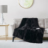 50 x 60 Heated Throw Blanket w Controller, Solid Shaggy Fur, Black