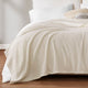 Queen Blanket, Grid Pattern, Taupe Brushed Polyester Microfleece