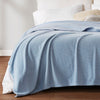 Queen Blanket, Grid Pattern, Blue Brushed Polyester Microfleece