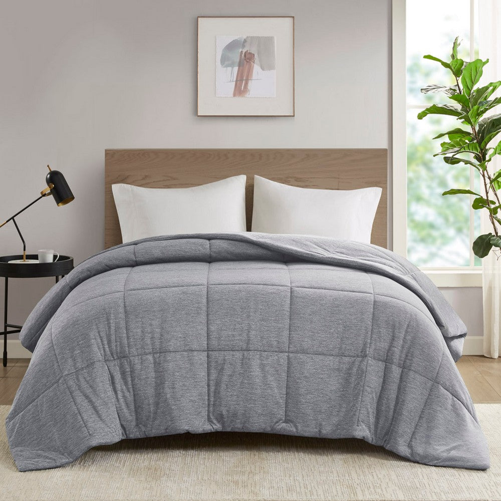 Oversized Queen Comforter, Nylon and Polyester Knit, Gray
