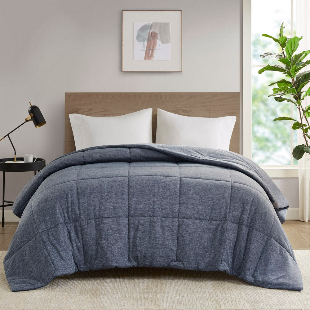 Oversized Queen Comforter, Nylon and Polyester Knit, Navy Blue