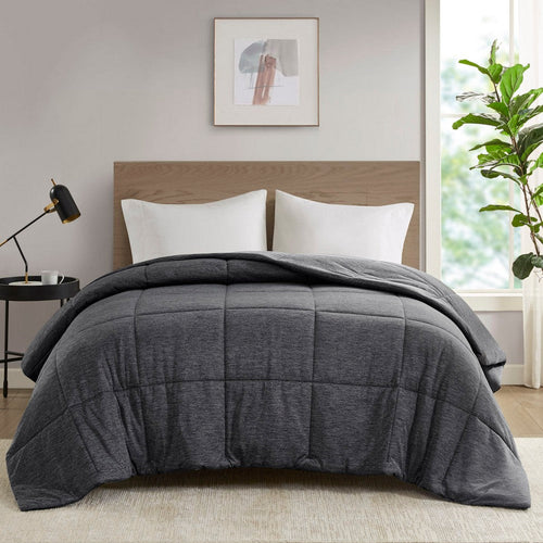 Oversized King Comforter, Nylon and Polyester Knit, Black