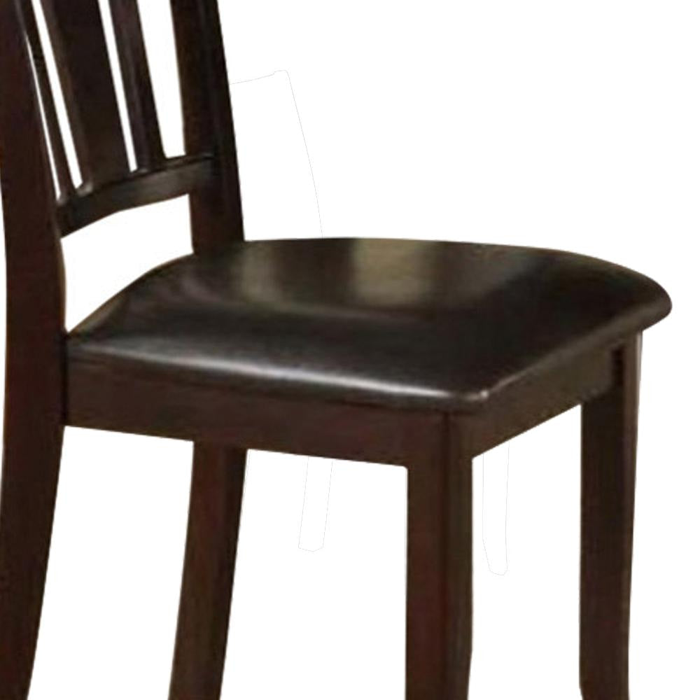 Contemporary Dining Chair | Rubber Wood | Upholstered Seat | Set of 2 | Brown PDX-F1285