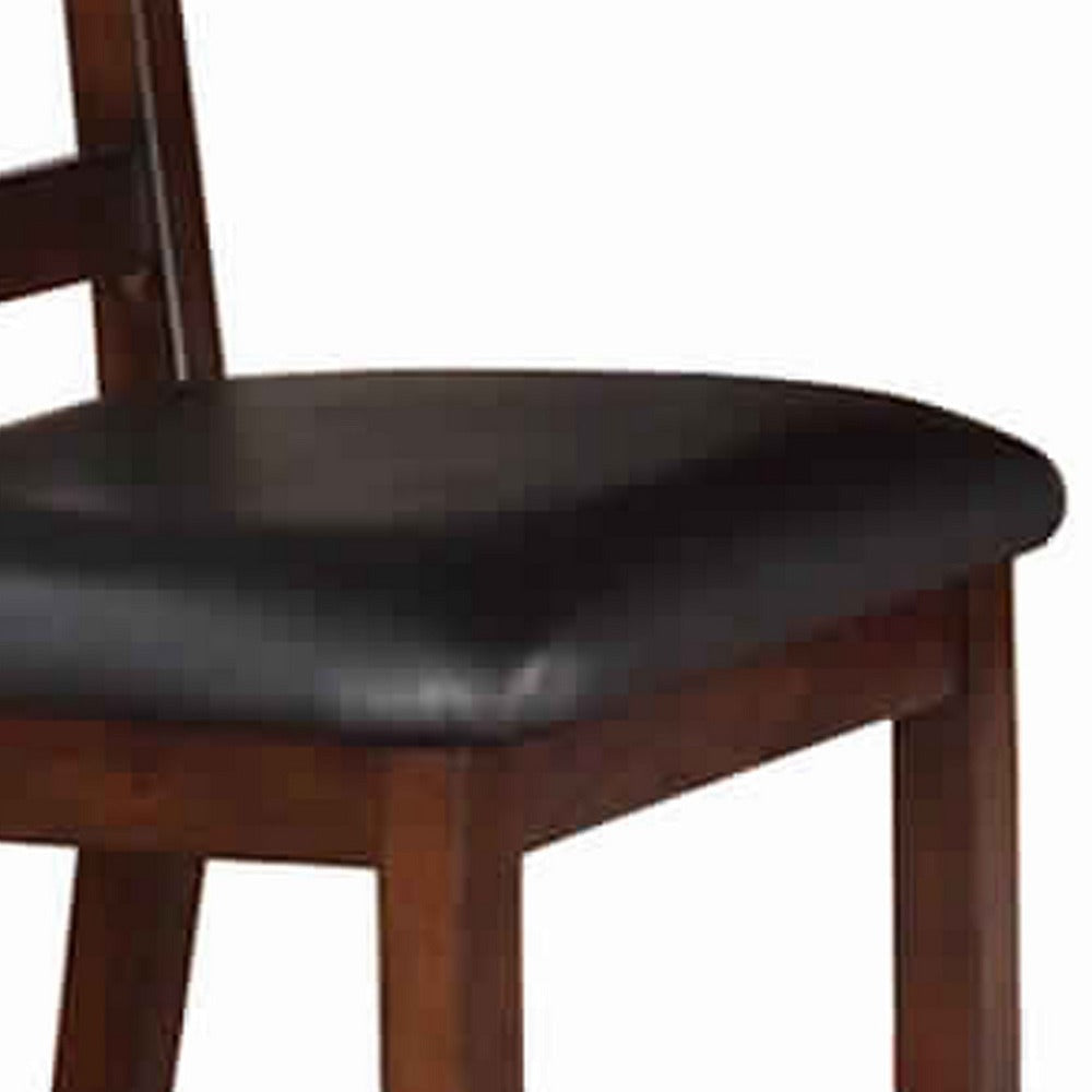 Side Chair | Solid Wood | Leather Seat | Set of 2 | Brown PDX-F1331