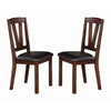 Side Chair | Solid Wood | Leather Seat | Set of 2 | Brown