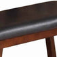 Rubber Wood Bench With Faux Leather Upholstery Small Brown PDX-F1334