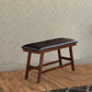 Rubber Wood Bench With Faux Leather Upholstery Small Brown