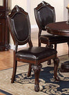 Dining Chair | Traditional Rubber Wood | Faux Leather | Set of 2 | Brown PDX-F1395
