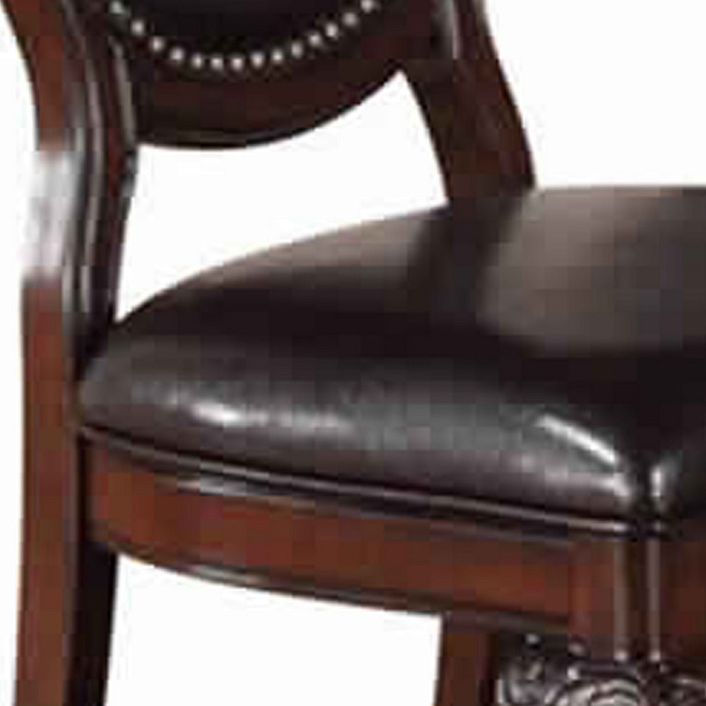 Dining Chair | Traditional Rubber Wood | Faux Leather | Set of 2 | Brown PDX-F1395