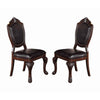 Dining Chair | Traditional Rubber Wood | Faux Leather | Set of 2 | Brown