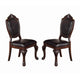 Dining Chair | Traditional Rubber Wood | Faux Leather | Set of 2 | Brown