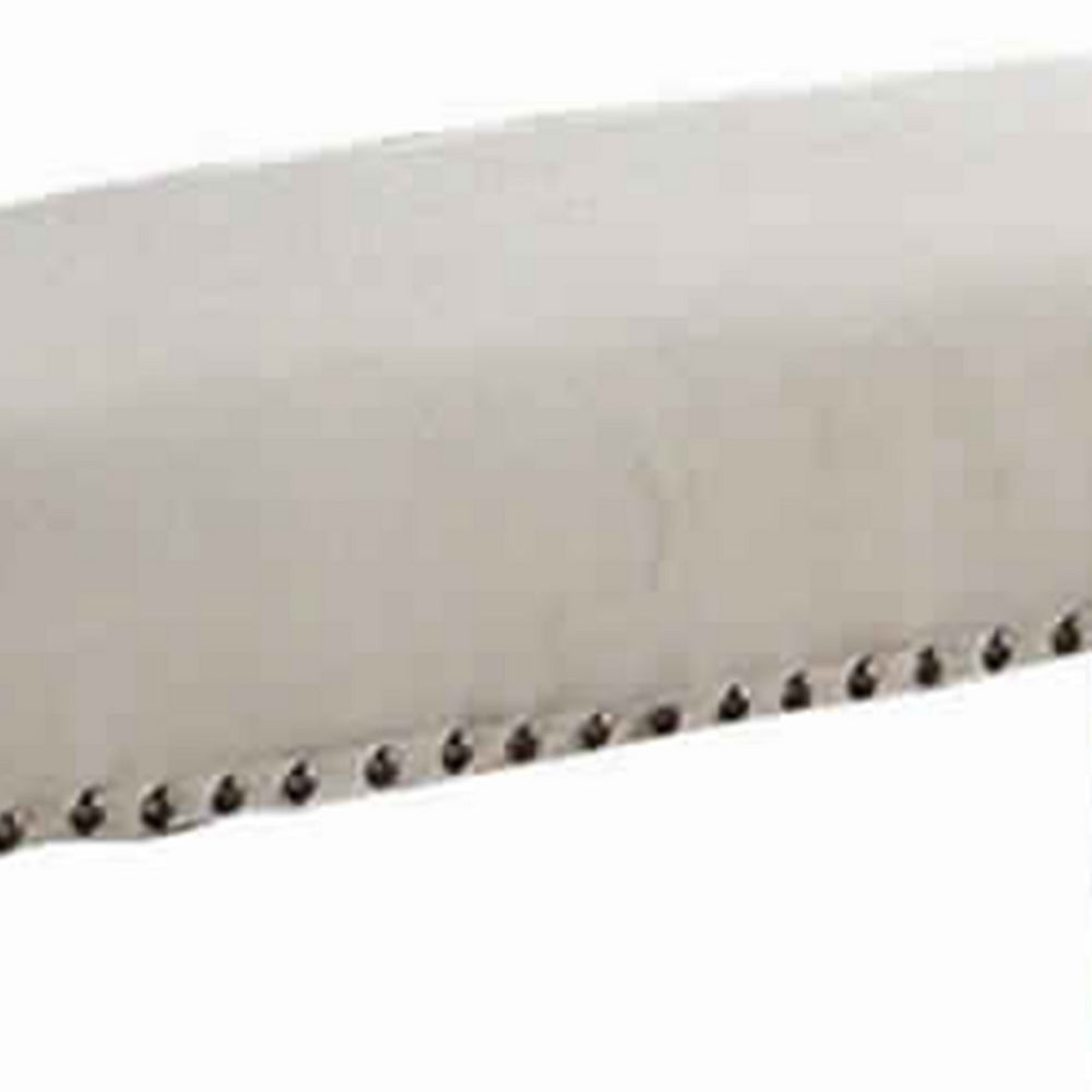 Rubber Wood Bench With Nail trim head design Brown and Cream PDX-F1548